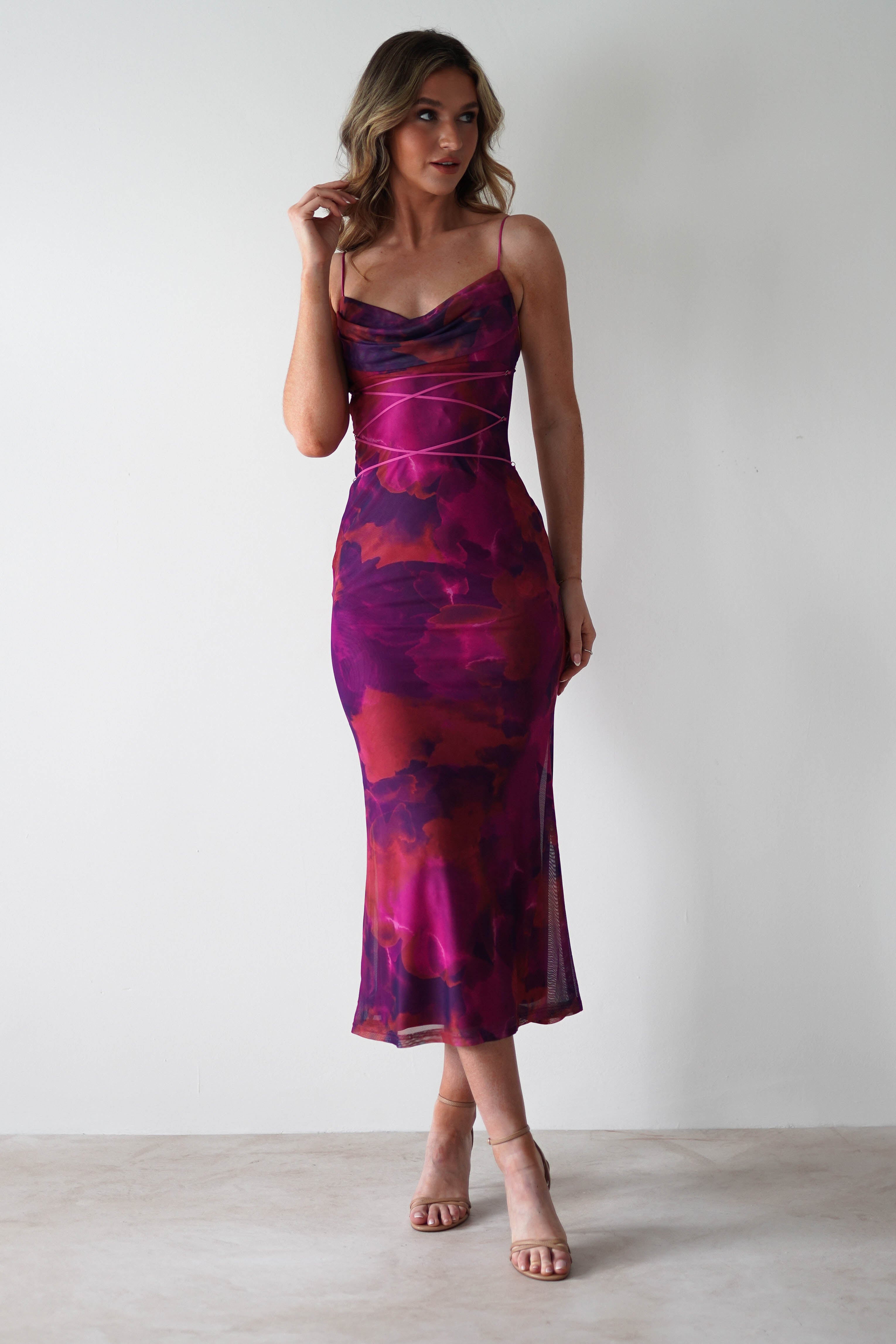 Raquel Bodycon Midaxi Dress | Purple Print