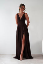 Rebecca Chiffon Maxi Dress Brown | Wedding Guest Dress | Maxi | Chiffon | Oh Hello Clothing