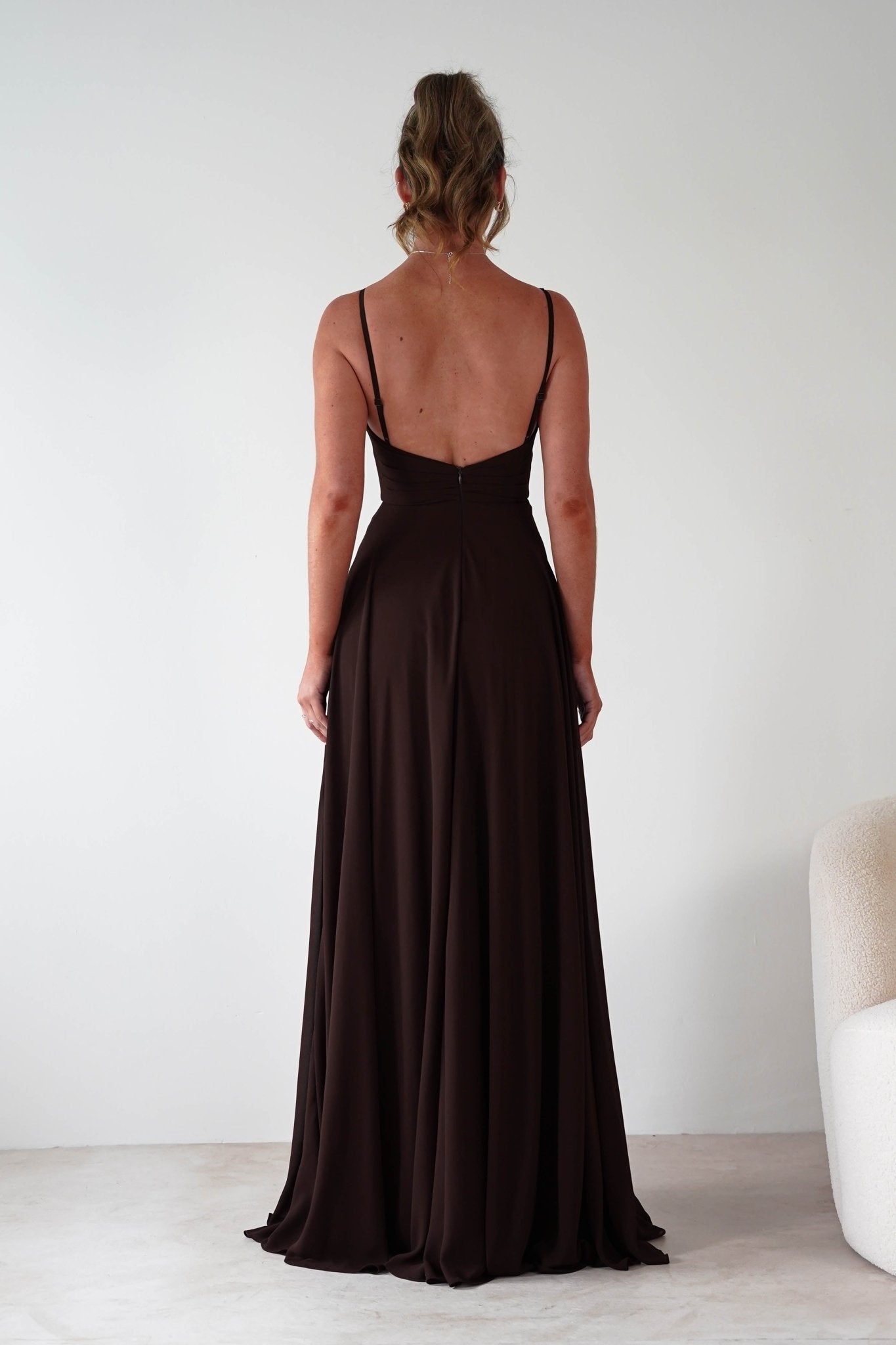 Rebecca Chiffon Maxi Dress | Brown | Oh Hello Clothing | S (8)