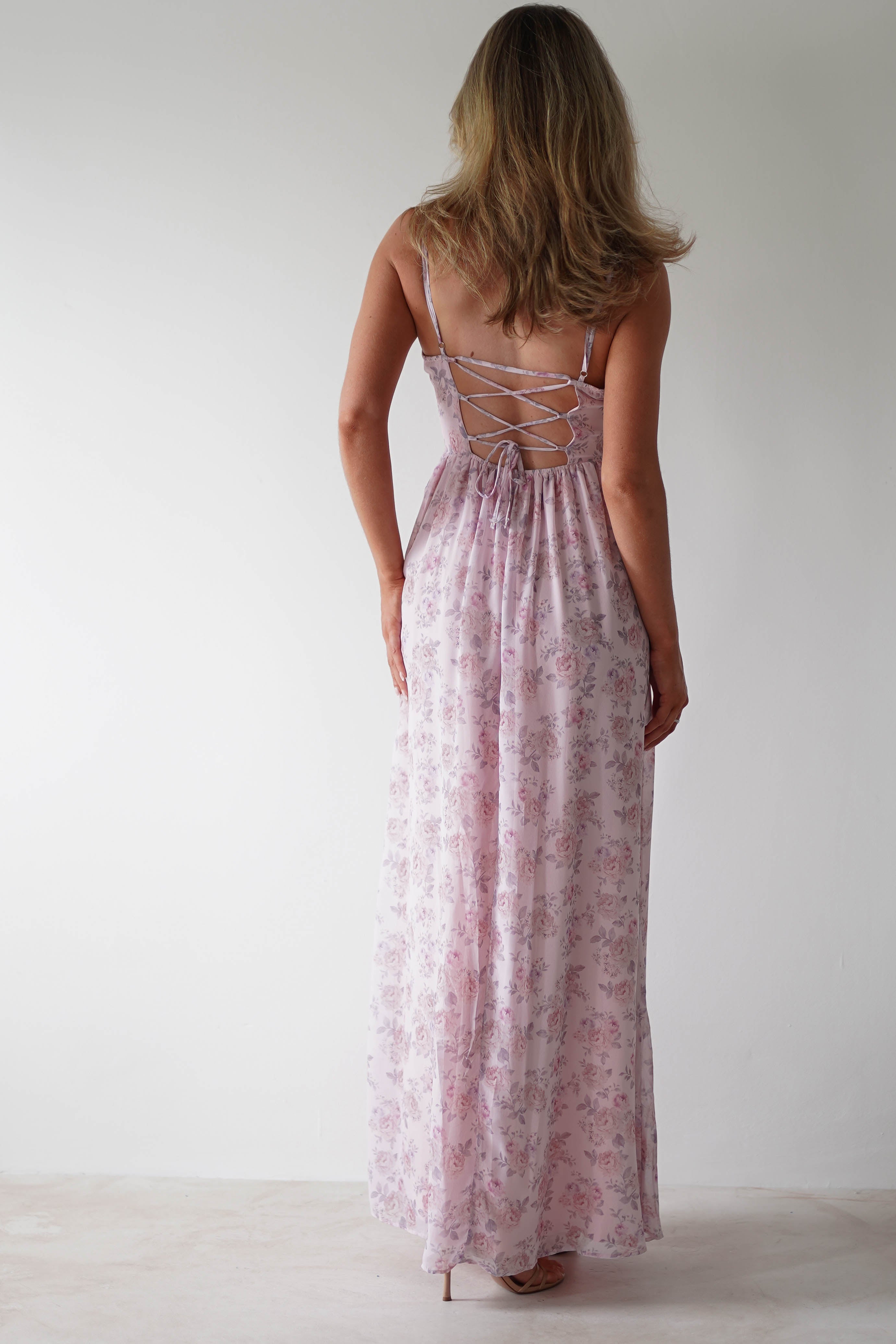 Remi Floral Chiffon Maxi Dress | Pink