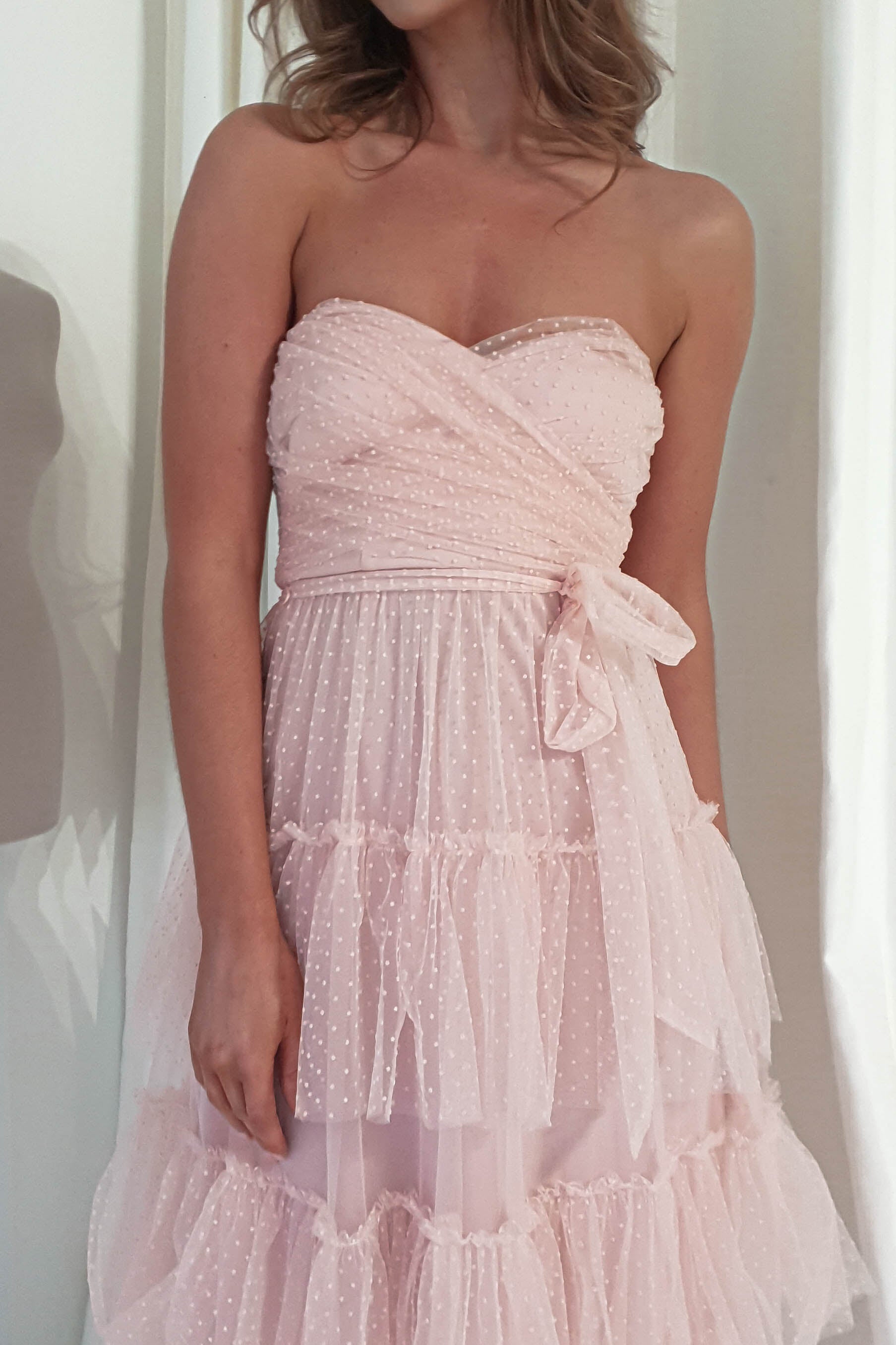 Renee Tulle Midi Dress | Blush