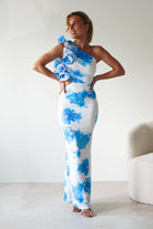 Rhia Ruffle Floral Maxi Dress Blue/White | Wedding Guest Dress | Maxi | Oh Hello Clothing