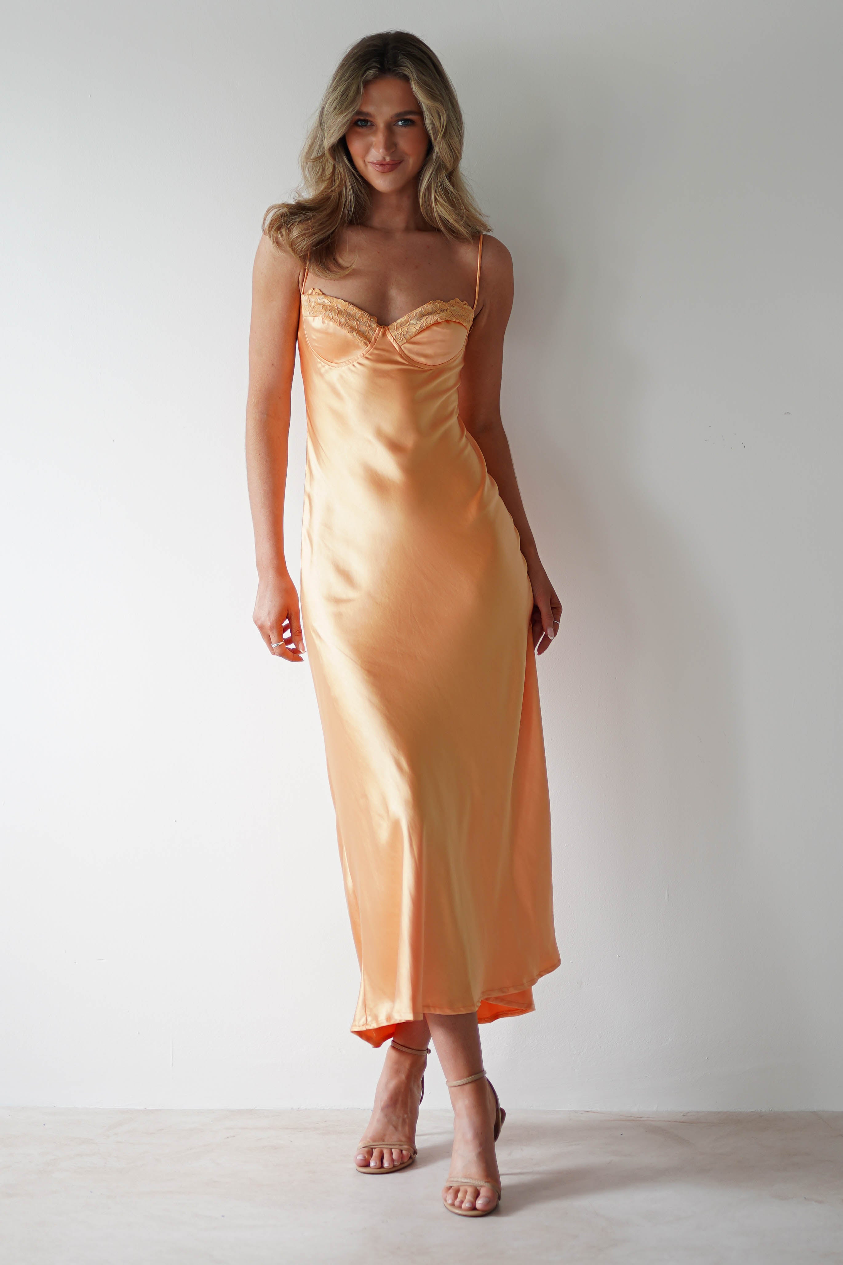 Ricci Soft Satin Maxi Dress | Melon