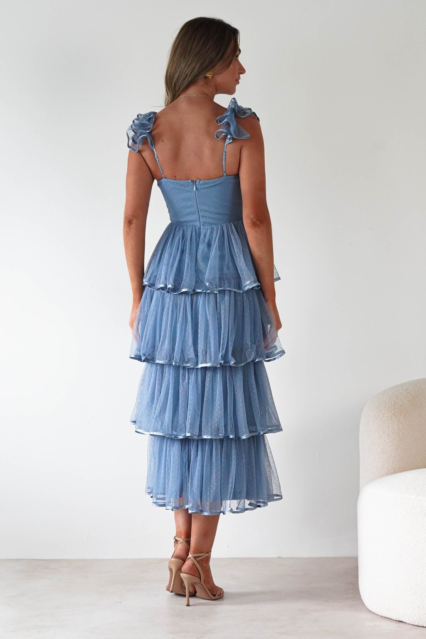 Riverina Tulle Layered Midi Dress | Blue | Oh Hello Clothing | S (8)