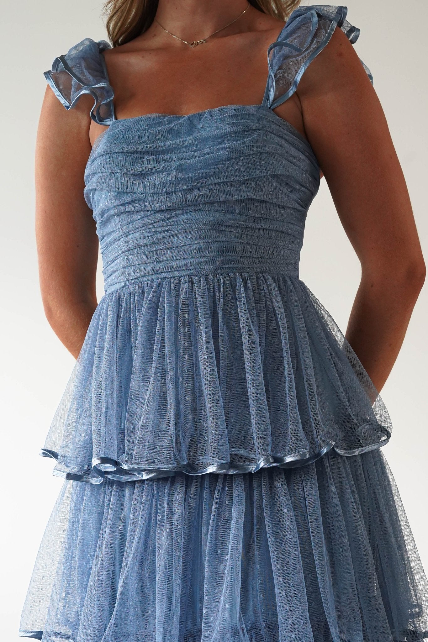 Riverina Tulle Layered Midi Dress | Blue | Oh Hello Clothing | S (8)