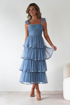 Riverina Tulle Layered Midi Dress Blue | Wedding Guest Dress | Midi | Oh Hello Clothing