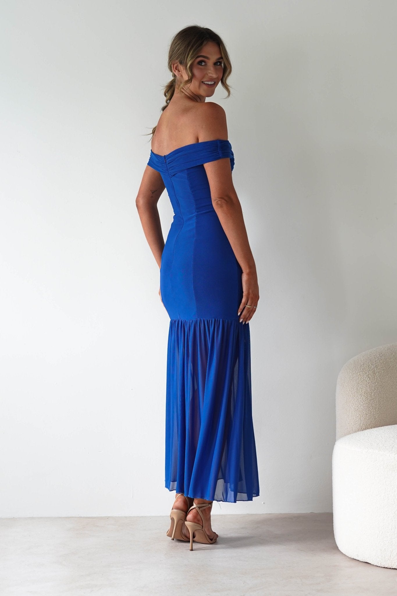 Robin Off The Shoulder Maxi Dress | Cobalt Blue | Oh Hello Clothing | XS (6)