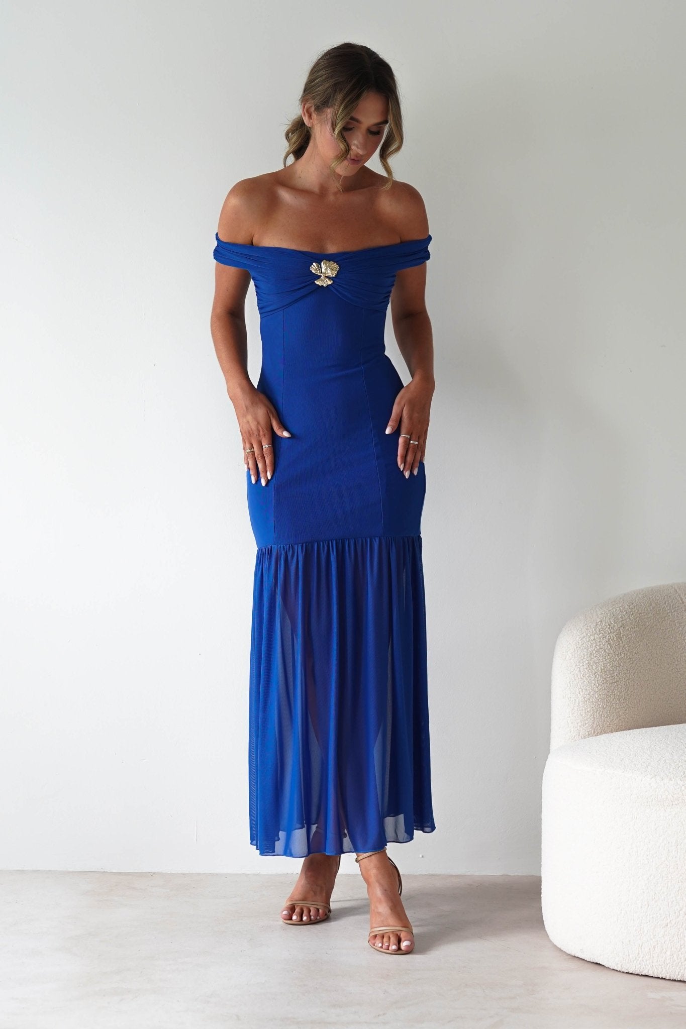 Robin Off The Shoulder Maxi Dress | Cobalt Blue | Oh Hello Clothing | XS (6)