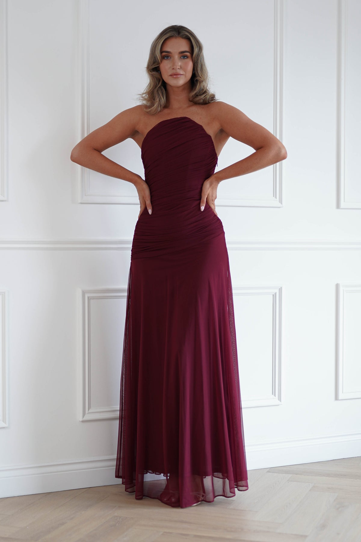 Oh Hello Clothing Women > Clothing > Dresses Romilly Strapless Corset Maxi Dress | Wine