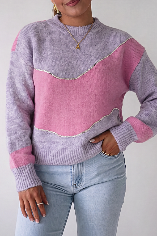 Oh Hello Clothing Women > Clothing > Knitwear One Size | 6-12 Rosalind Sequin Detail Jumper | Lilac/Pink