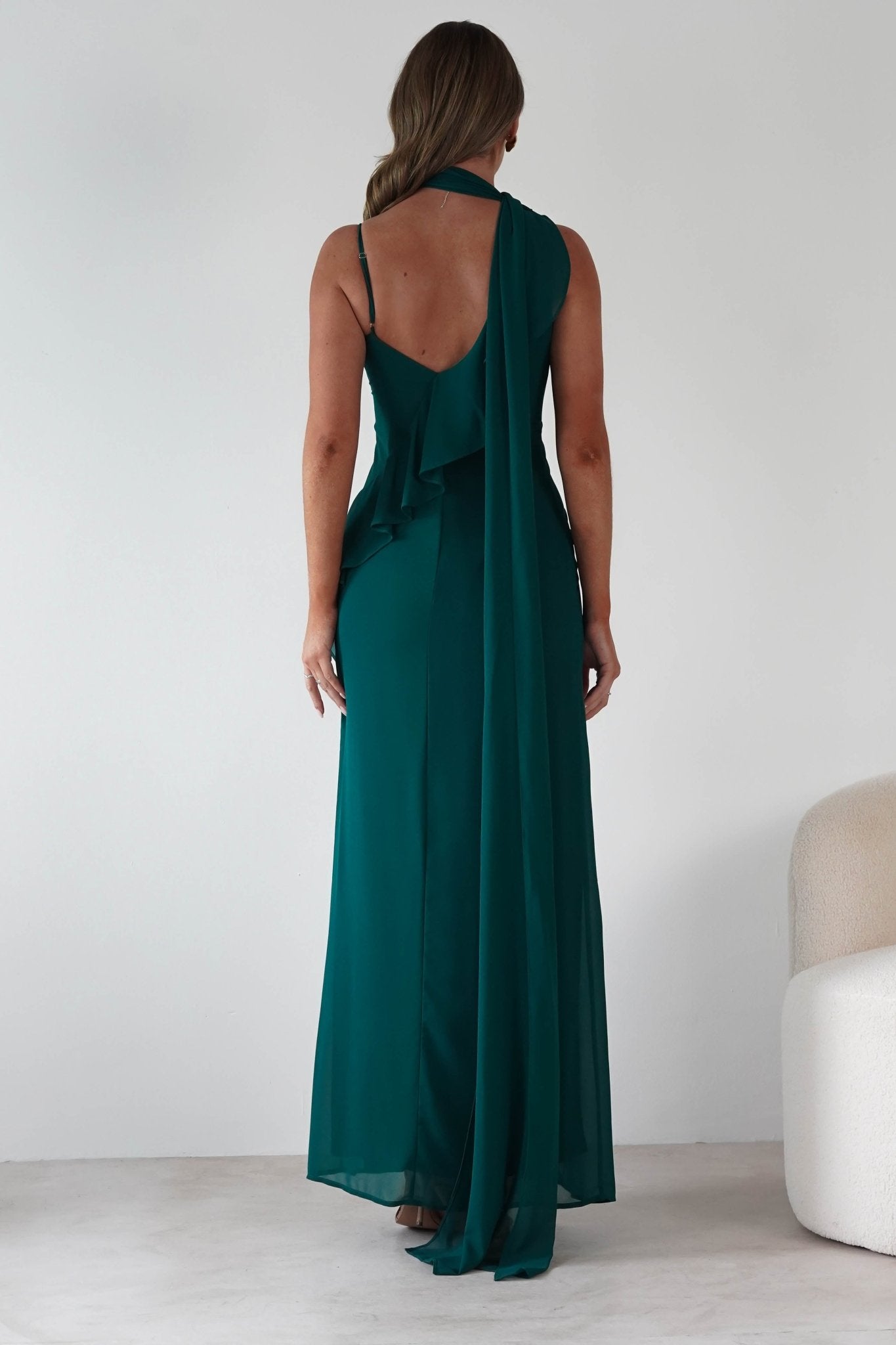 Rosella Ruffle Detail Maxi Dress | Emerald | Oh Hello Clothing | S (8)