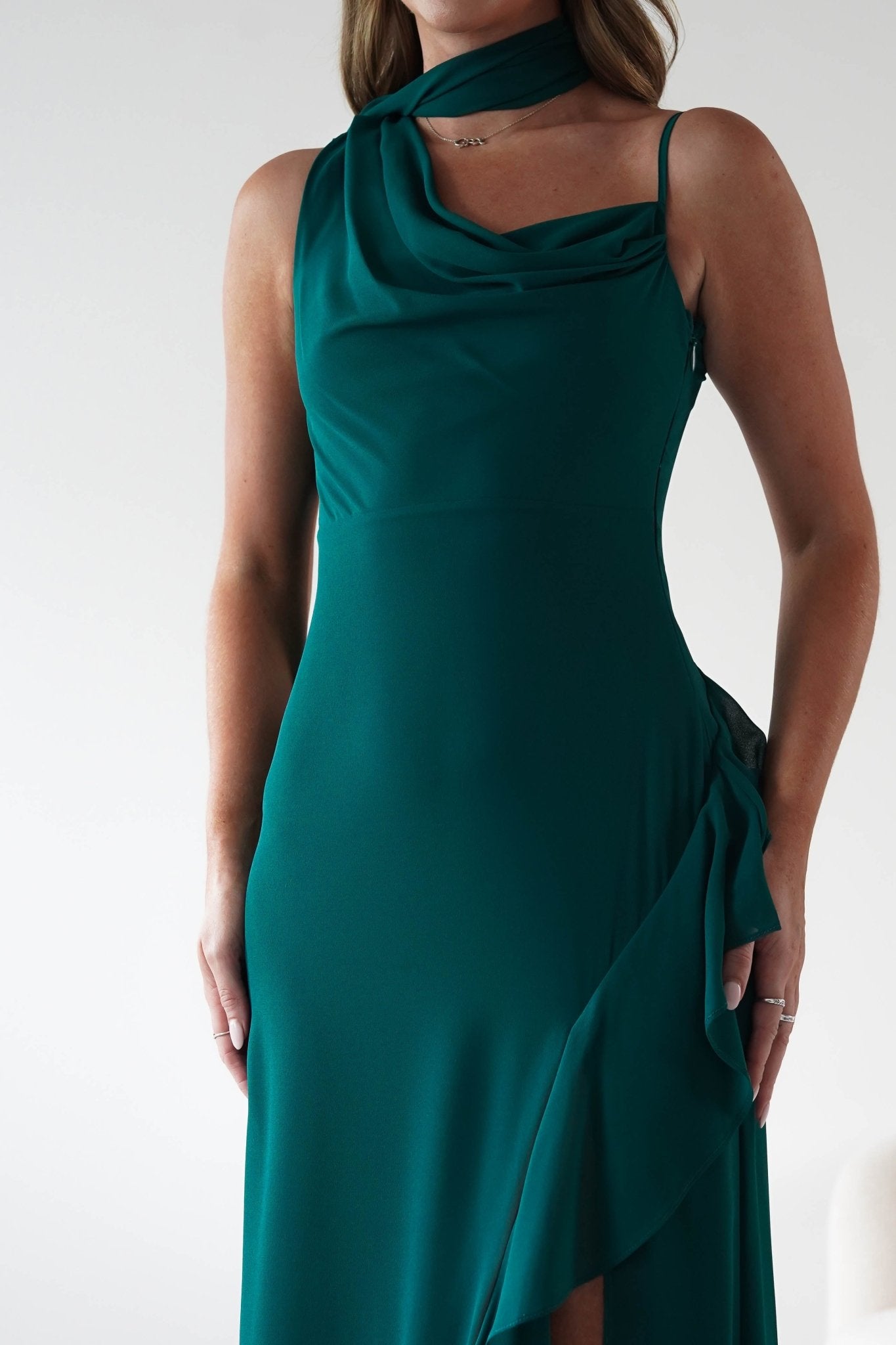 Rosella Ruffle Detail Maxi Dress | Emerald | Oh Hello Clothing | S (8)