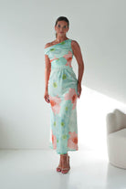 Oh Hello Clothing Women > Clothing > Dresses Rumi Floral Print Off The Shoulder Maxi | Green