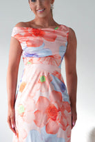 Oh Hello Clothing Women > Clothing > Dresses Rumi Floral Print Off The Shoulder Maxi | Orange/Lilac