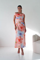 Oh Hello Clothing Women > Clothing > Dresses Rumi Floral Print Off The Shoulder Maxi | Orange/Lilac
