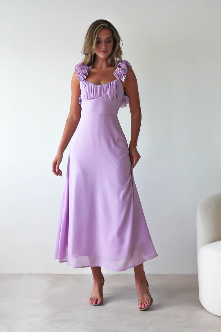 Sadie Ruffle Sleeve Maxi Dress | Lilac