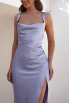 Salma Soft Matte Satin Midaxi Dress Periwinkle Blue | Wedding Guest Dress | Satin | Oh Hello Clothing