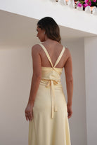 Salma Soft Matte Satin Midaxi Dress Yellow | Wedding Guest Dress | Satin | Oh Hello Clothing