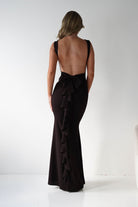 Samantha Bow Detail Maxi Dress Dark Brown | Wedding Guest Dress | Maxi | Oh Hello Clothing