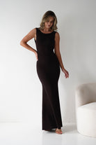 Samantha Bow Detail Maxi Dress Dark Brown | Wedding Guest Dress | Maxi | Oh Hello Clothing