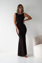 Samantha Bow Detail Maxi Dress Dark Brown | Wedding Guest Dress | Maxi | Oh Hello Clothing