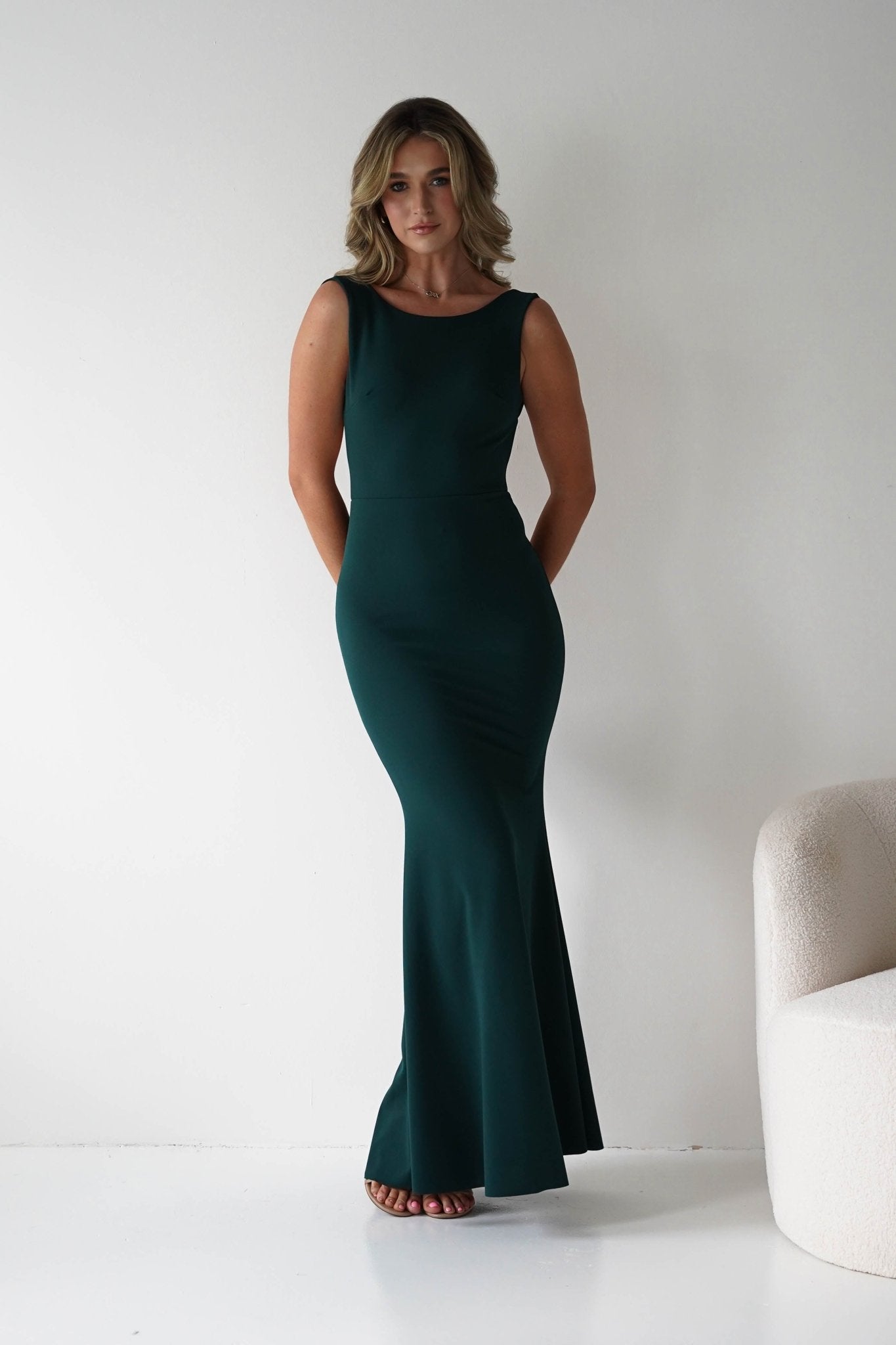 Samantha Bow Detail Maxi Dress | Emerald Green | Oh Hello Clothing | S/M - (8 - 10)