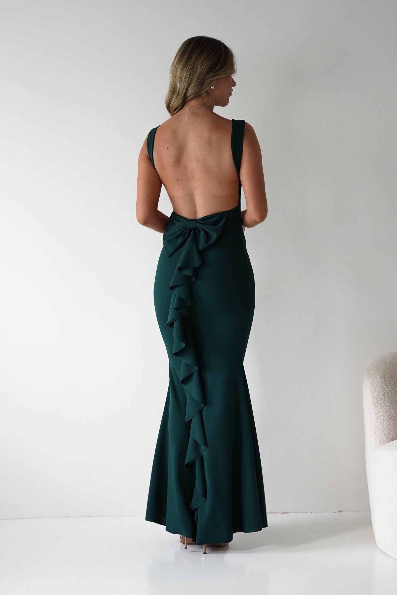 Samantha Bow Detail Maxi Dress | Emerald Green | Oh Hello Clothing | S/M - (8 - 10)