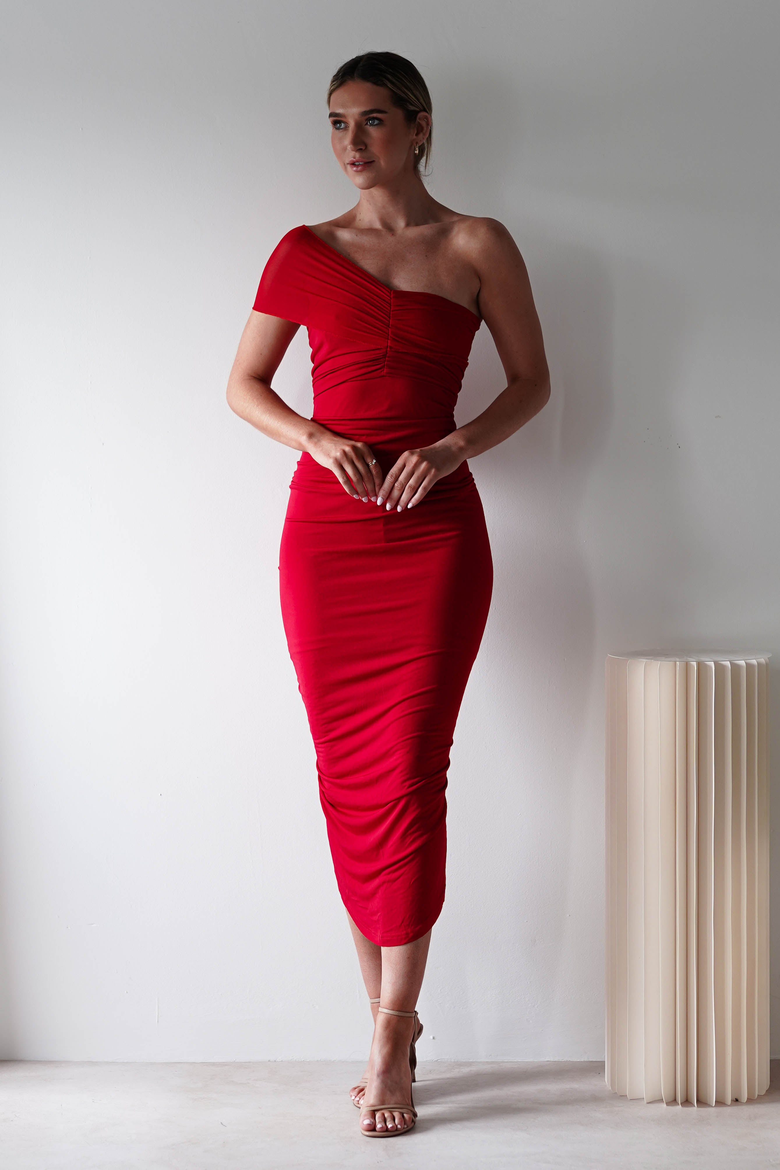 Sania Bodycon Midi Dress | Red