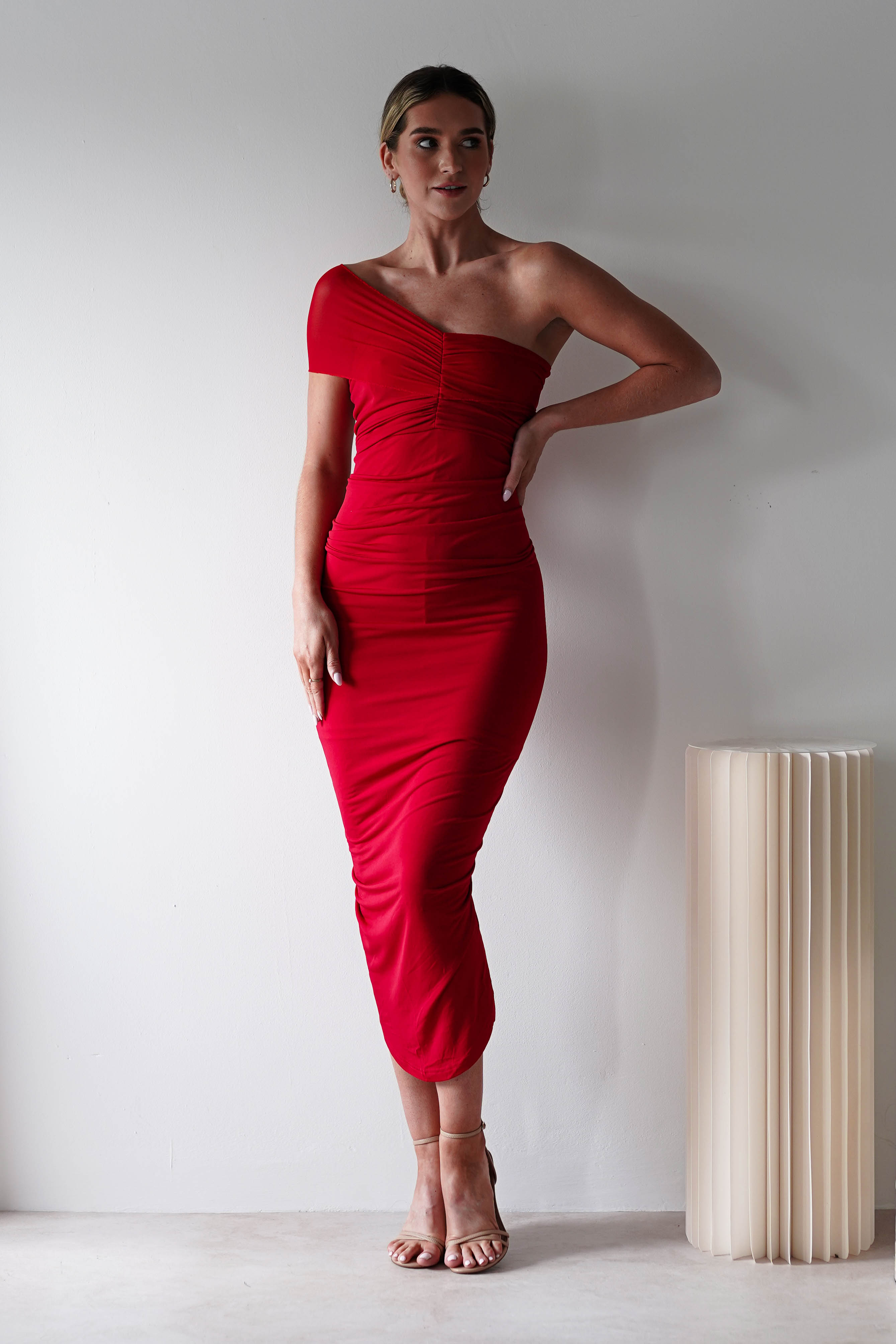 Sania Bodycon Midi Dress | Red