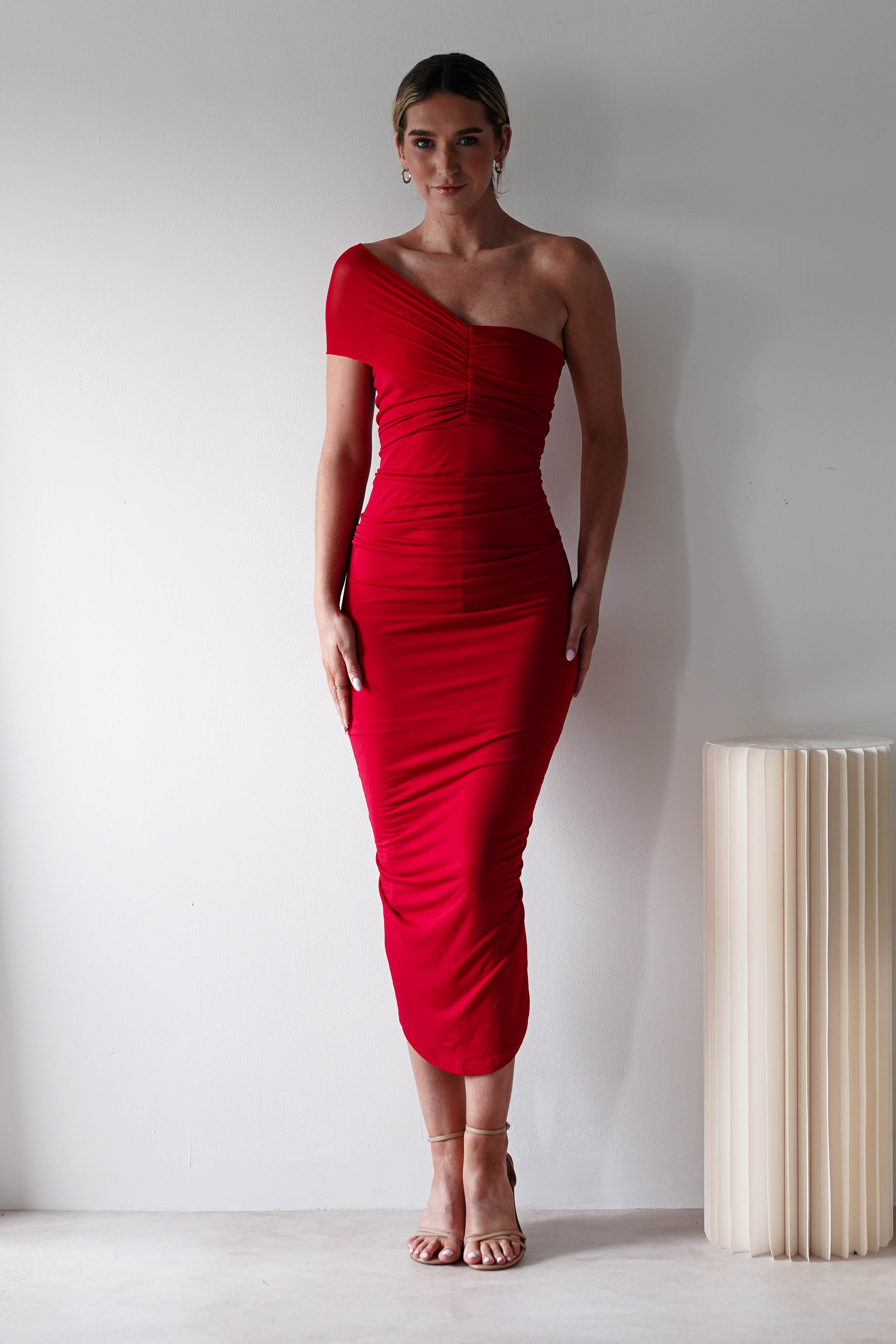 Sania Bodycon Midi Dress | Red