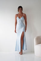 Oh Hello Clothing Women > Clothing > Dresses Santorini Butterfly Detail Embellished Gown | Blue