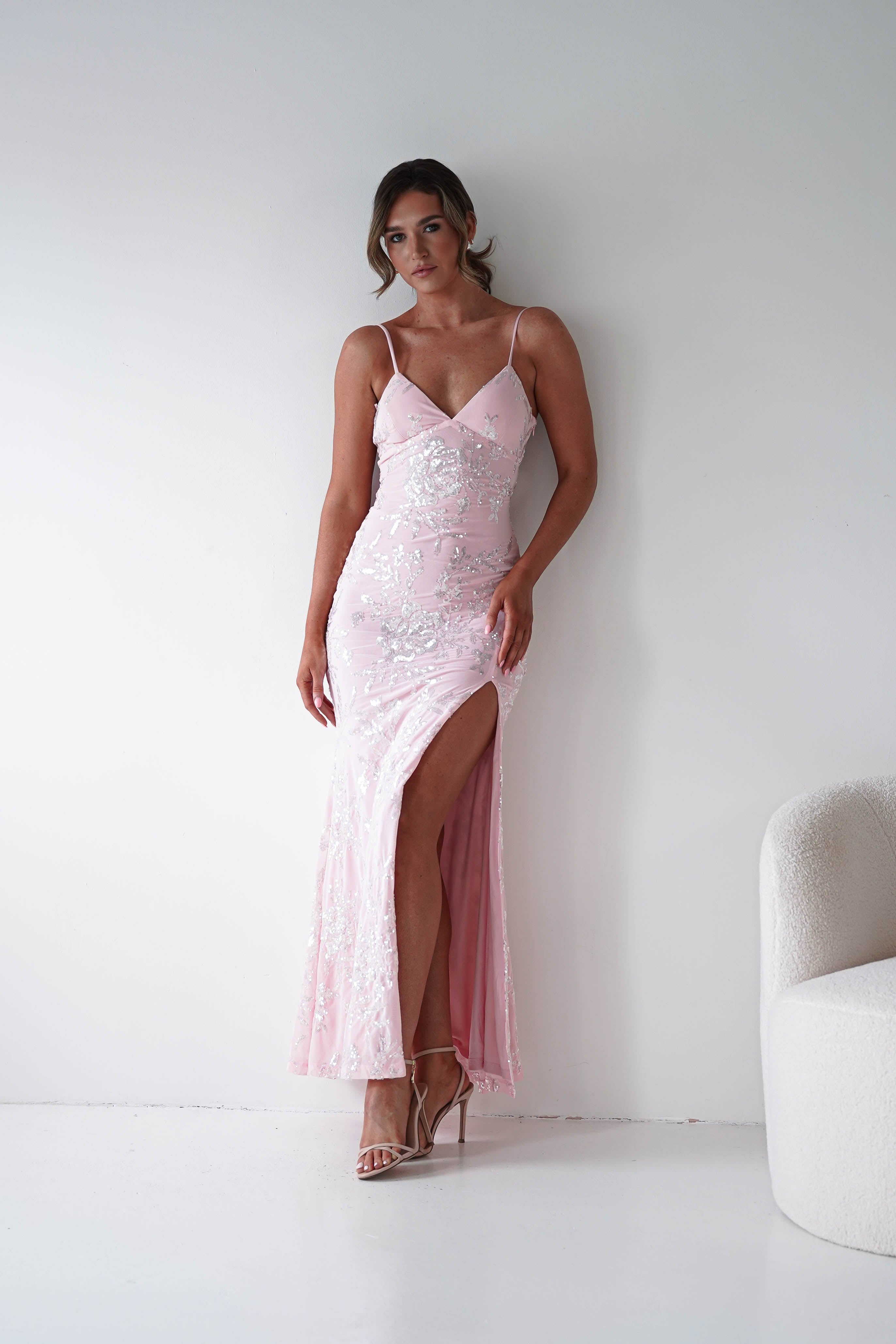 Oh Hello Clothing Women > Clothing > Dresses Santorini Butterfly Detail Embellished Gown | Pink