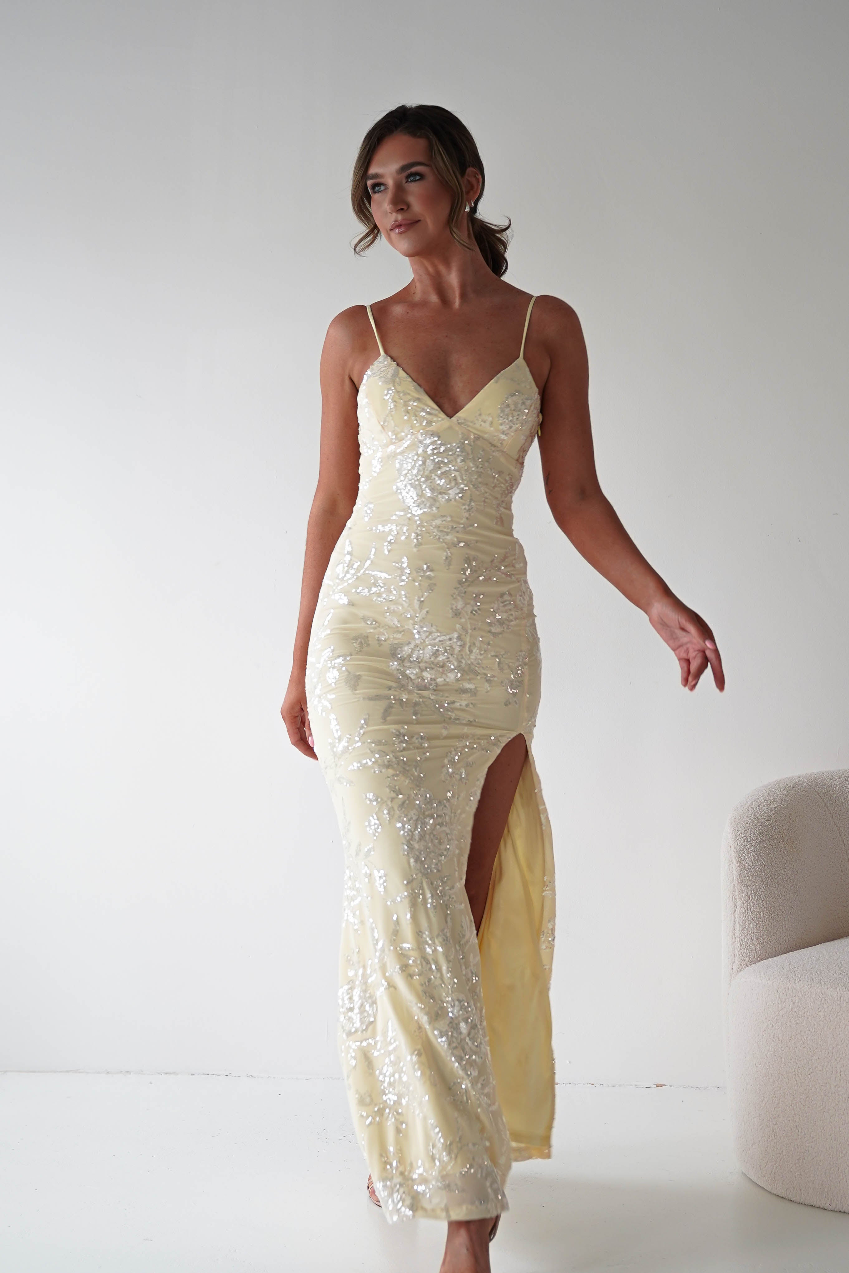 Oh Hello Clothing Women > Clothing > Dresses Santorini Butterfly Detail Embellished Gown | Yellow