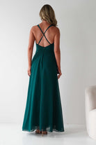 Sara A-Line Chiffon Maxi Dress Emerald Green | Wedding Guest Dress | A-Line | Maxi | Oh Hello Clothing