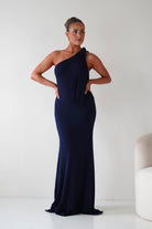 Oh Hello Clothing Wedding Guest Dresses Seraphine Backless Tie Bodycon Maxi Gown | Navy