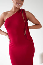 Oh Hello Clothing Wedding Guest Dresses Seraphine Backless Tie Bodycon Maxi Gown | Red