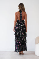 Oh Hello Clothing Women > Clothing > Dresses Seren Floral Print Halterneck Maxi Dress | Black