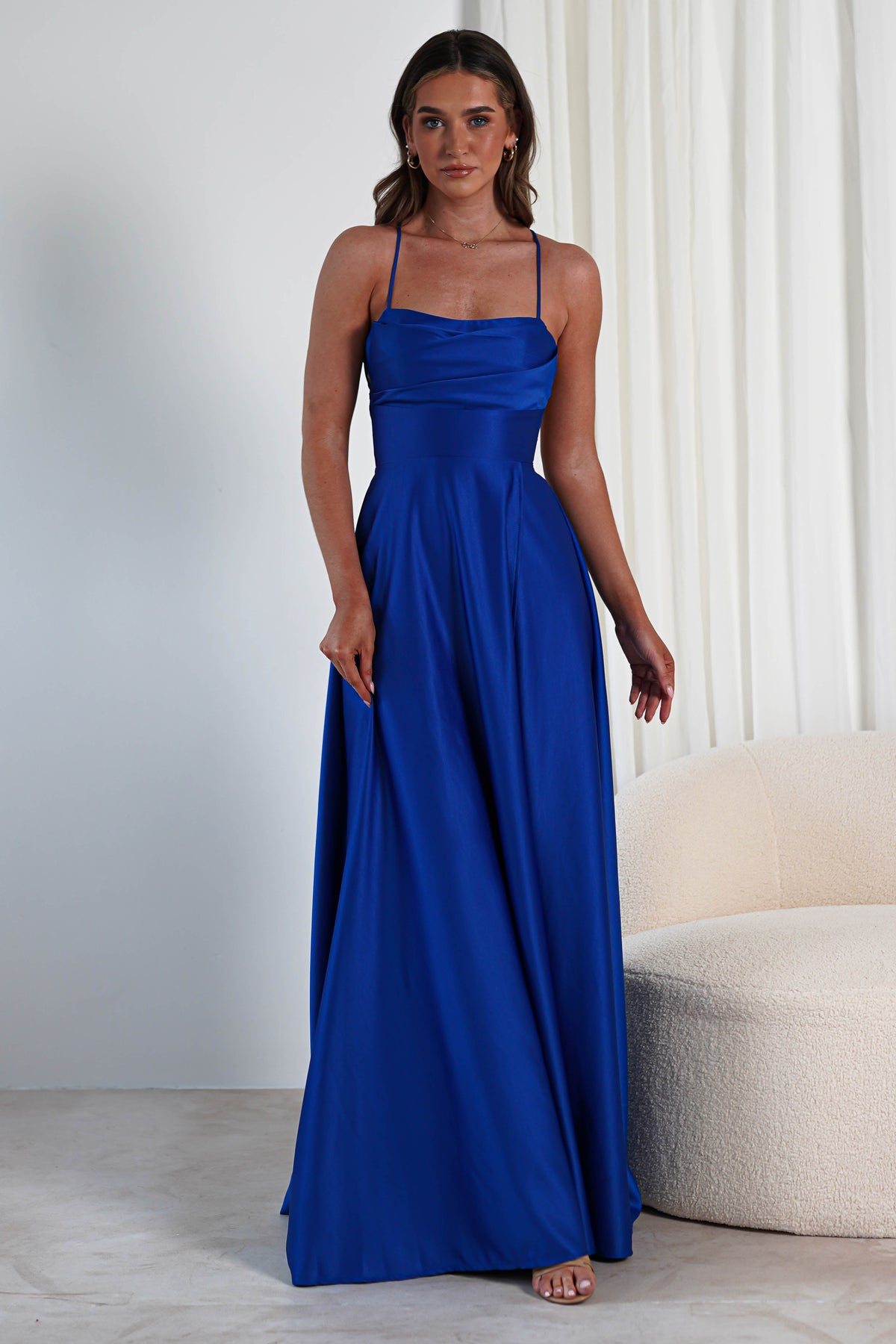 blue silk dress near me Shantal Satin Gown | Royal | Debs & Prom Anonymous VIB W.A.Y Wonderful & Young Colour:Raspberryy Concealed back zipper