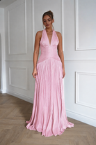Oh Hello Clothing Dresses > Prom Dresses Sharelle Pleated Luminescent Maxi Gown | Pink
