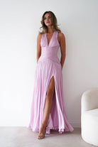 Oh Hello Clothing Dresses > Prom Dresses Sharelle Pleated Luminescent Maxi Gown | Pink