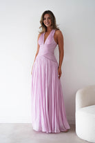 Oh Hello Clothing Dresses > Prom Dresses Sharelle Pleated Luminescent Maxi Gown | Pink