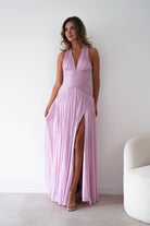 Oh Hello Clothing Dresses > Prom Dresses Sharelle Pleated Luminescent Maxi Gown | Pink