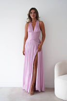 Oh Hello Clothing Dresses > Prom Dresses Sharelle Pleated Luminescent Maxi Gown | Pink