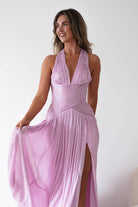 Oh Hello Clothing Dresses > Prom Dresses Sharelle Pleated Luminescent Maxi Gown | Pink