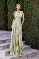 Oh Hello Clothing Dresses > Prom Dresses Sharelle Pleated Luminescent Maxi Gown | Sage