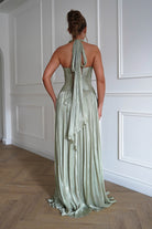 Oh Hello Clothing Dresses > Prom Dresses Sharelle Pleated Luminescent Maxi Gown | Sage