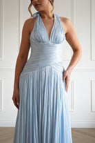 Oh Hello Clothing Dresses > Prom Dresses Sharelle Pleated Luminescent Maxi Gown | Sky Blue