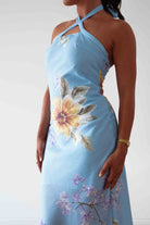 Oh Hello Clothing Women > Clothing > Dresses Siara Floral Halterneck Midi Dress | Blue