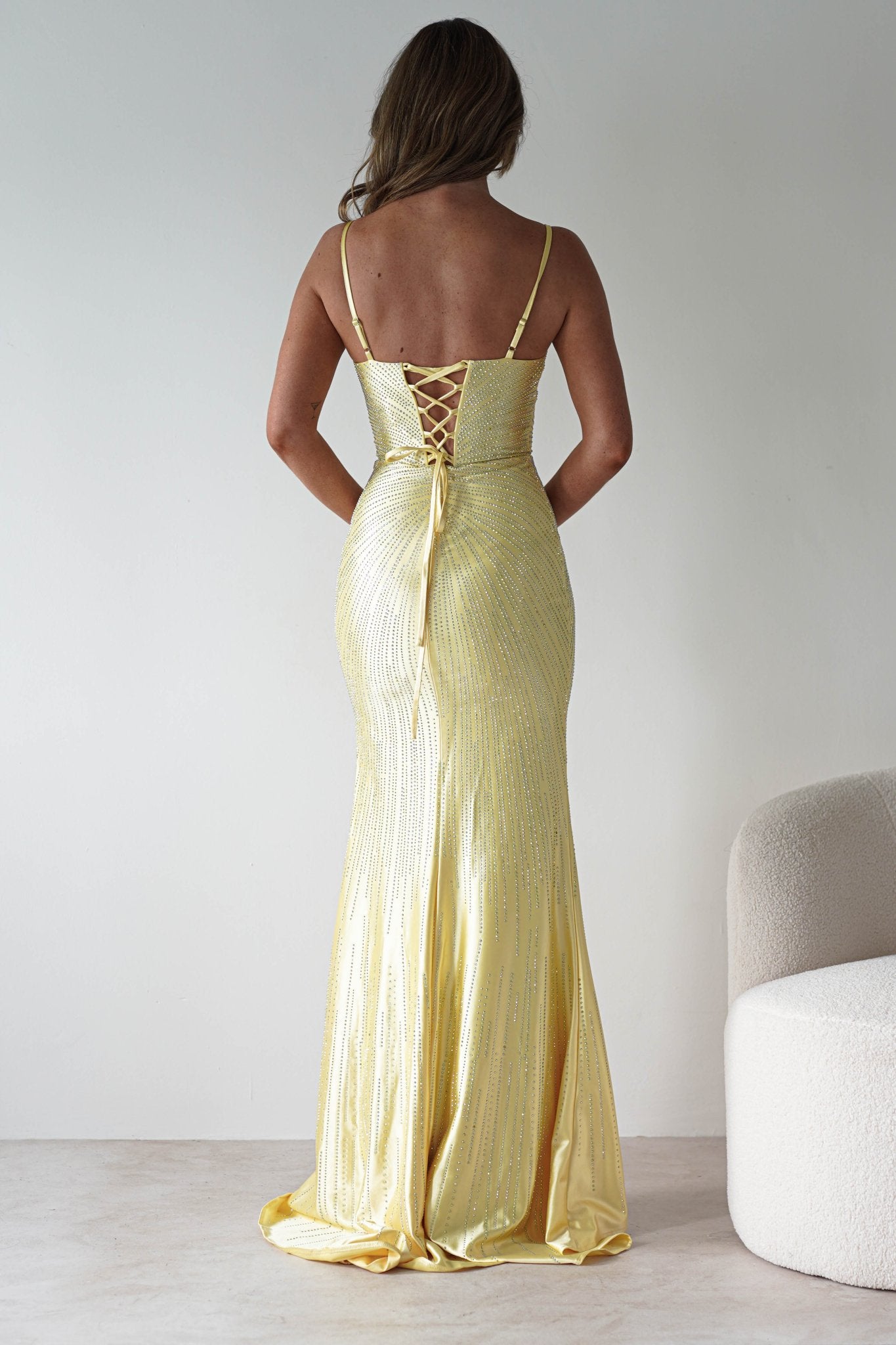 Sienna Rhinestone Bodycon Gown | Yellow | Oh Hello Clothing | S (8)