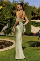 Oh Hello Clothing Dresses > Prom Dresses Sienne Strapless Sequin Satin Maxi Dress | Sage